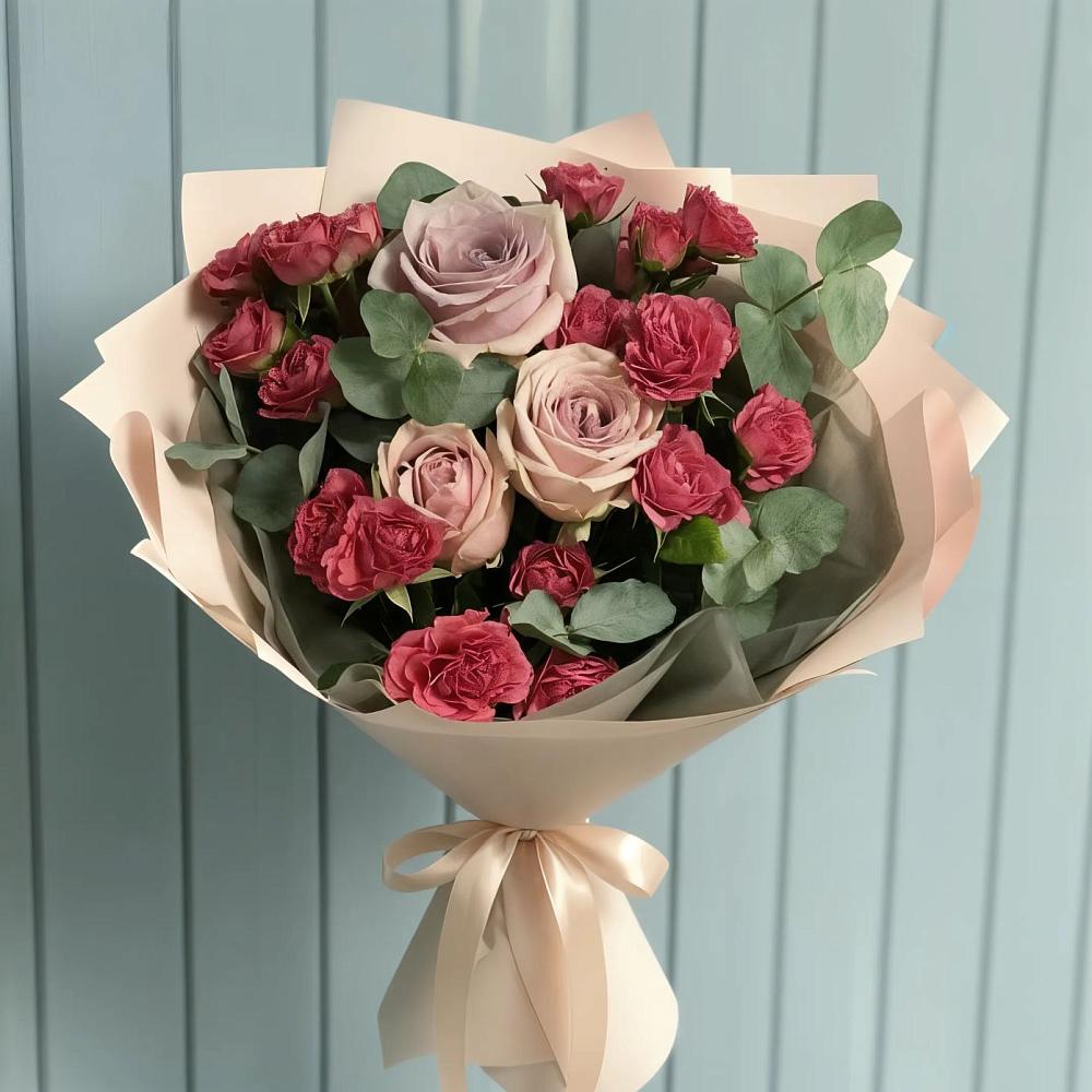 Букет цветов из: Гвоздики и Розы в Садовое