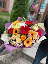 Букет цветов из:  Герберы, Ромашки, Хризантемы, Розы и Подсолнухи #REPLACE_PRED# Садовое