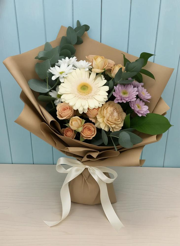 Букет цветов из: Герберы и Хризантемы в Садовое