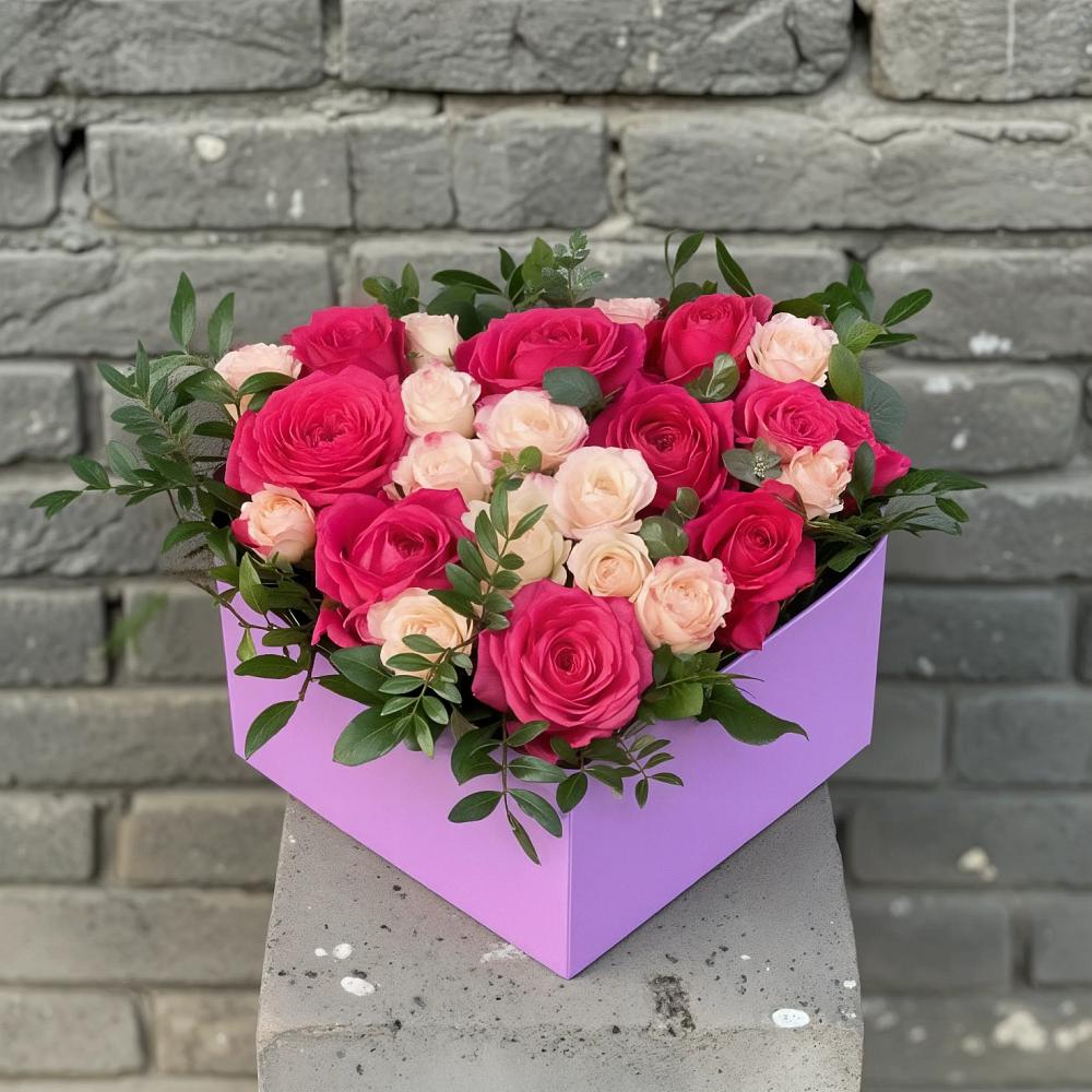 Цветочная композиция из Розы в коробке в Садовое