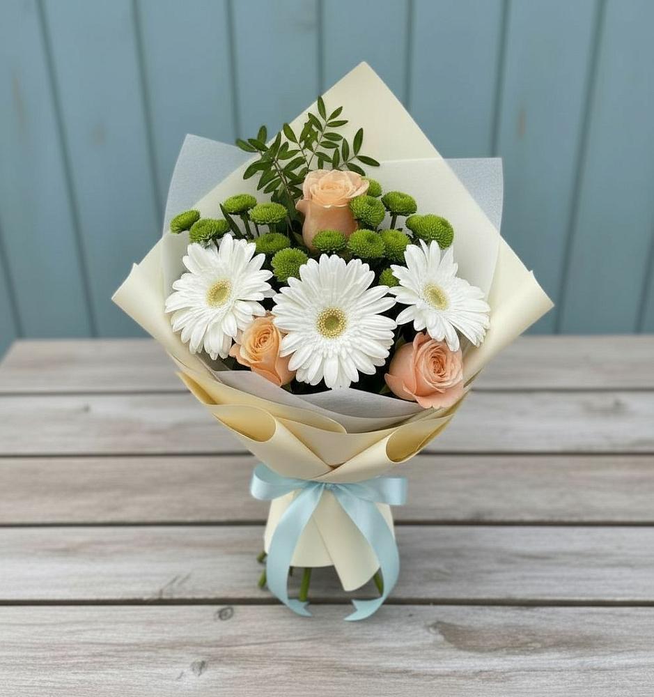 Букет цветов из: Герберы, Розы и Хризантемы в Садовое