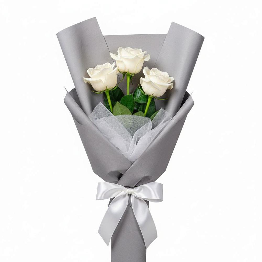 Букет 3 белые розы в Садовое