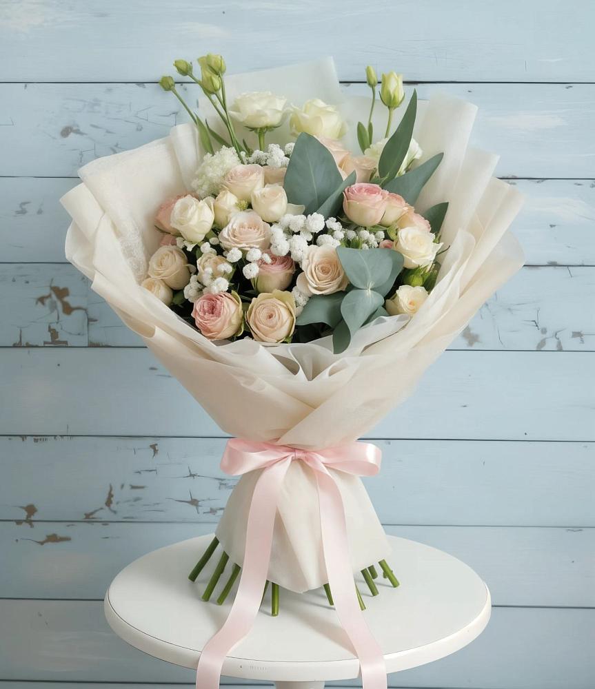 Букет цветов из: Розы и Лизиантусы в Садовое