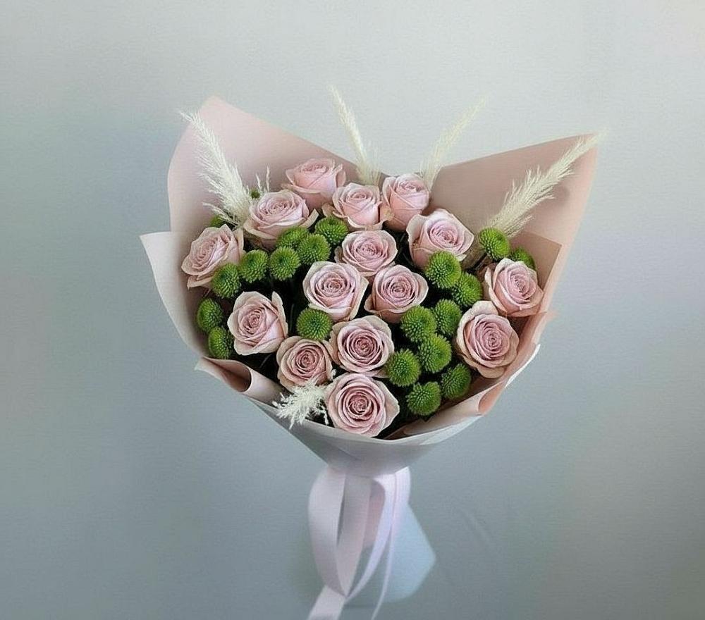 Букет цветов из: Розы и Хризантемы в Садовое