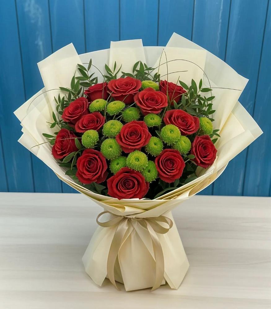 Букет цветов из: Розы и Хризантемы в Садовое